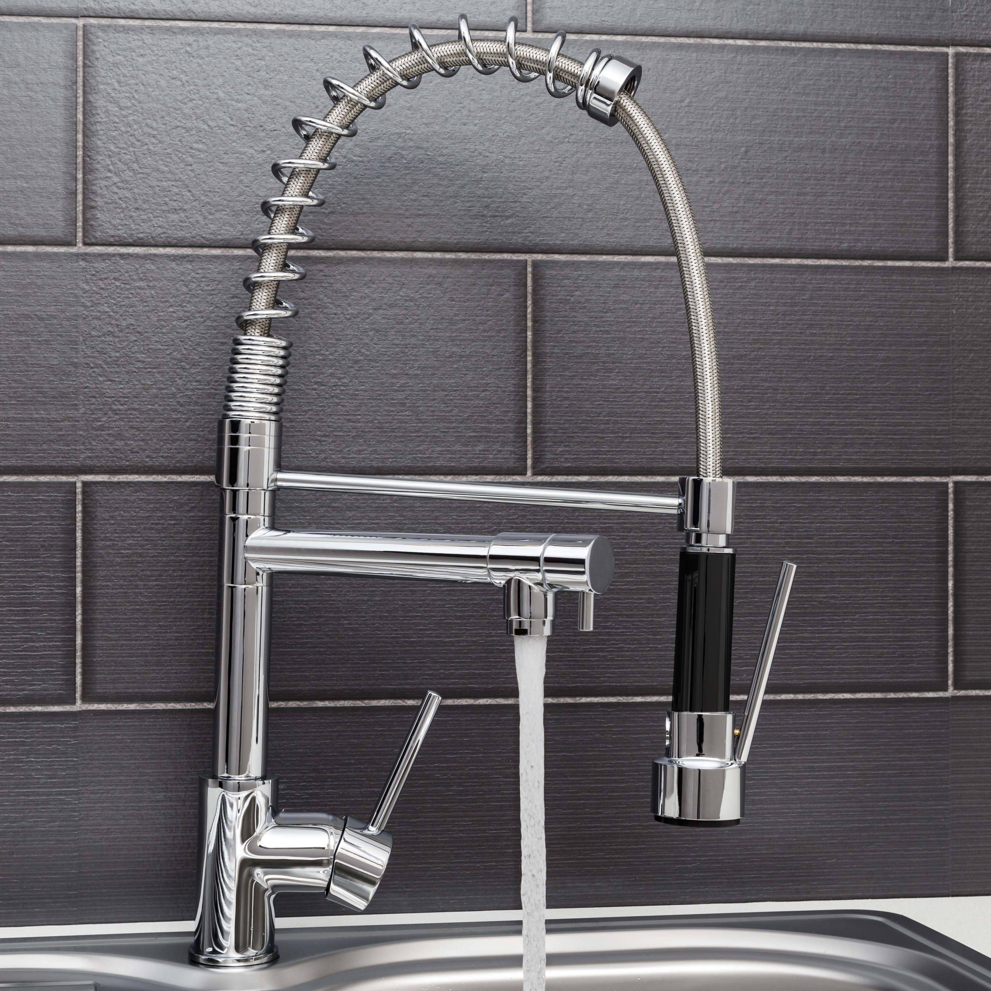 Modern Mono Pull Out Kitchen Mixer Tap Dual Spout Spray Single Lever